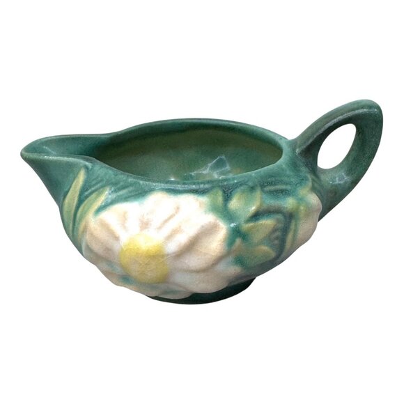 Vintage Roseville Pottery Peony Blue Green Creamer Pitcher Rare Ceramic Art 5" - Picture 1 of 9